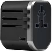 Heatz Universal Travel Adapter With USB Type C Cable Black/Grey