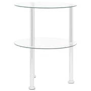 vidaXL 2-Tier Side Table Transparent 38 cm Tempered Glass vidaXL 2-Tier Side Table Transparent 38 cm Tempered Glass