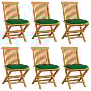 vidaXL Garden Chairs with Green Cushions 6 pcs Solid Teak Wood vidaXL Garden Chairs with Green Cushions 6 pcs Solid Teak Wood