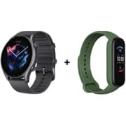 Amazfit A1971 GTR3 Smart Watch Black + A2005 Band 5 Fitness Tracker Olive