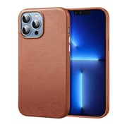 Esr Metro Leather Serie Genuine Leather With Soft Fabric Inner Shock And Scratch Protection Case With Halolock Magnetic Core Brown Colour for iphone 13 Pro