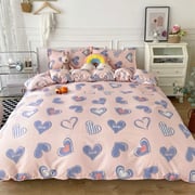 Luna Home Single Size 4 Pieces Bedding Set Without Filler, Purple Hearts Design