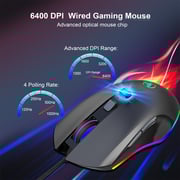 HXSJ A866 USB 6400dpi Four-speed Adjustable RGB Light-emitting Wired Game Optical Mouse, Cable Length: 1.5m HXSJ A866 USB 6400dpi Four-speed Adjustable RGB Light-emitting Wired Game Optical Mouse, Cable Length: 1.5m