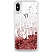 Casetify Glitter Case iPhone Xs/X Rose Gold But First Coffee Casetify Glitter Case iPhone Xs/X Rose Gold But First Coffee