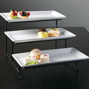Gibson Overseas, Inc. Gracious Dining Three Tier Rectangle Plate Set Ware With Metal Stand, 1, White Gibson Overseas, Inc. Gracious Dining Three Tier Rectangle Plate Set Ware With Metal Stand, 1, White