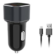 E-Strong Dual USB Car Charger With Micro USB Cable Black 3.1A