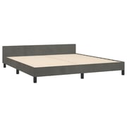 vidaXL Bed Frame with Headboard Dark Grey 180x200 cm 6FT Super King Velvet vidaXL Bed Frame with Headboard Dark Grey 180x200 cm 6FT Super King Velvet