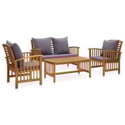 vidaXL 4 Piece Garden Lounge Set with Cushions Solid Acacia Wood vidaXL 4 Piece Garden Lounge Set with Cushions Solid Acacia Wood