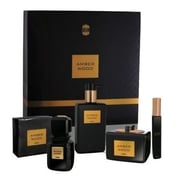 Ajmal Amber Wood Gift Set For Unisex (Amber Wood 50ml EDP + 200ml Body Butter + 50g Soap + 200g Shower Gel + 8ml Hair Perfume)