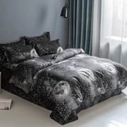 DEALS FOR LESS - Single Size, Duvet Cover, Bedding Set of 4 Pieces, Black with moon Design, 1 Duvet cover + 1 Fitted bedsheet + 2 pillow covers DEALS FOR LESS - Single Size, Duvet Cover, Bedding Set of 4 Pieces, Black with moon Design, 1 Duvet cover + 1 Fitted bedsheet + 2 pillow covers