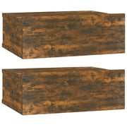 vidaXL Floating Nightstands 2 pcs Smoked Oak 40x30x15cm Engineered Wood vidaXL Floating Nightstands 2 pcs Smoked Oak 40x30x15cm Engineered Wood