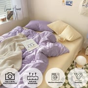 LUNA HOME Deluxe Queen/Double Size 6 Pieces Soft Candy Color Korean Style, Plain Purple with Yellow Bedding Set LUNA HOME Deluxe Queen/Double Size 6 Pieces Soft Candy Color Korean Style, Plain Purple with Yellow Bedding Set