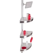 Kreher No-drill Telescopic Bathroom Shelf With Adjustable Mirror, Rust-proof Aluminum, Freestanding Corner Shower-shelf, 3 Adjustable Baskets, Height 260 Cm Kreher No-drill Telescopic Bathroom Shelf With Adjustable Mirror, Rust-proof Aluminum, Freestanding Corner Shower-shelf, 3 Adjustable Baskets, Height 260 Cm