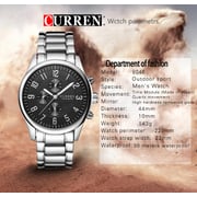 Curren CRN8046-SLVR/BLK- Quartz Men's Waterproof Stainless Steel Watch