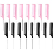 Boao 16 Pieces Metal Rat Tail Combs Black Pink Pintail Hair Combs Salon Fiber Back Combs for Women Girls Hair Styling at Home Salon (Black and Pink) Boao 16 Pieces Metal Rat Tail Combs Black Pink Pintail Hair Combs Salon Fiber Back Combs for Women Girls Hair Styling at Home Salon (Black and Pink)