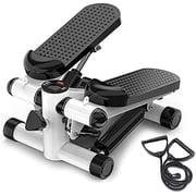 ULTIMAX Mini Stepper Abs Toner Workout without Electronic Display Home Exercise Equipment with Resistance Bands (with Rope), Air Climber Stepping Fitness Machine - White