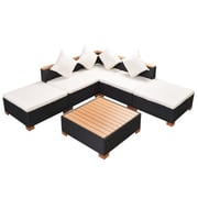 Vidaxl 6 Piece Garden Lounge Set With Cushions Poly Rattan Black Vidaxl 6 Piece Garden Lounge Set With Cushions Poly Rattan Black