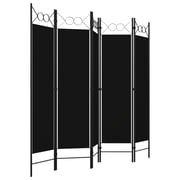 Vidaxl 5-panel Room Divider Black 200x180 Cm Vidaxl 5-panel Room Divider Black 200x180 Cm