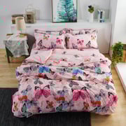 Deals For Less - King Size 6 Pieces Duvet Cover Bedding Set Pink Butterfly Design