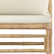 vidaXL 4 Piece Garden Lounge Set with Cream White Cushions Bamboo vidaXL 4 Piece Garden Lounge Set with Cream White Cushions Bamboo