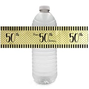 DISTINCTIVS Black And Gold 50Th Birthday Water Bottle Labels - Shiny Foil - 24 Stickers DISTINCTIVS Black And Gold 50Th Birthday Water Bottle Labels - Shiny Foil - 24 Stickers