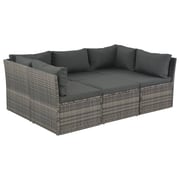 Vidaxl 4 Piece Garden Lounge Set With Cushions Poly Rattan Grey Vidaxl 4 Piece Garden Lounge Set With Cushions Poly Rattan Grey