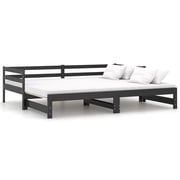 Vidaxl Pull-out Day Bed Black Solid Pinewood 2x Vidaxl Pull-out Day Bed Black Solid Pinewood 2x
