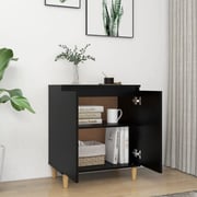 Vidaxl Sideboard With Solid Wood Legs Black 60x35x70 Cm Chipboard Vidaxl Sideboard With Solid Wood Legs Black 60x35x70 Cm Chipboard
