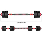 Ultimax Dumbbell And Barbell Set Weightlifting Fitness Black Cement Steel Rubber Adjustable Dumbbell With Connecting Rod/barbell Set 2 In 1-10kg