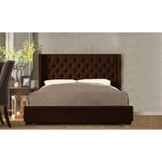 Skyline Upholstered Wingback Tufted Bed Frame Super King without Mattress Brown