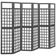 Vidaxl 6-panel Room Divider/trellis Solid Fir Wood Black 242.5x180 Cm Vidaxl 6-panel Room Divider/trellis Solid Fir Wood Black 242.5x180 Cm