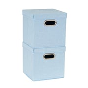 Household Essentials 816-1 Caf Cube Bin Storage Set With Lids And Handles | 2 Pack, Baby Blue Linen Household Essentials 816-1 Caf Cube Bin Storage Set With Lids And Handles | 2 Pack, Baby Blue Linen
