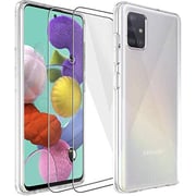 Margoun For Samsung Galaxy A51 Case Cover With 2 Pack Screen Protector Tempered Glass, Tpu Case And Clear Screen Protector