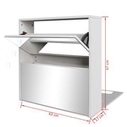 vidaXL Shoe Cabinet 2-Layer Mirror White 63x17x67 cm vidaXL Shoe Cabinet 2-Layer Mirror White 63x17x67 cm