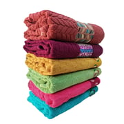 Sheep Bath Towel Dyed Plain Jacquard With Printed Border-tesla- Multicolor Untw00202 (pack Of 6)(70 X 140cm)