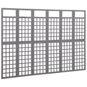Vidaxl 6-panel Room Divider/trellis Solid Fir Wood Grey 242.5x180 Cm Vidaxl 6-panel Room Divider/trellis Solid Fir Wood Grey 242.5x180 Cm