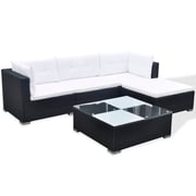 Vidaxl 5 Piece Garden Lounge Set With Cushions Poly Rattan Black Vidaxl 5 Piece Garden Lounge Set With Cushions Poly Rattan Black