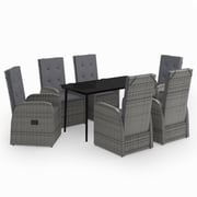 vidaXL 7 Piece Garden Dining Set with Cushions Grey vidaXL 7 Piece Garden Dining Set with Cushions Grey