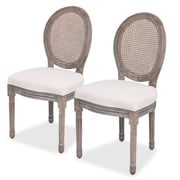 vidaXL Dining Chairs 2 pcs Linen and Rattan vidaXL Dining Chairs 2 pcs Linen and Rattan