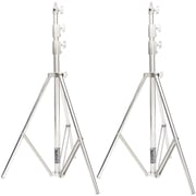 Coopic L-280m Stainless Steel Light Stand 110inch/280cm Heavy Duty With 1/4-inch To 3/8-inch Universal Adapter For Studio Softbox, Monolight And Other Photographic Equipment (2 Pack)