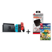 Nintendo Switch Console 32GB Neon Joy Con + Lego Worlds Game + Venom VS4793 Starter Kit