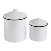 Creative Co-Op Set Of Two Canisters, Set Of 2, White Creative Co-Op Set Of Two Canisters, Set Of 2, White