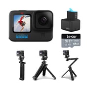 Buy GoPro Hero 10 + 3way Tripod+ Dual Battery Charger+ Lexar 64GB
