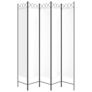 vidaXL 5-Panel Room Divider White 200x220 cm Fabric vidaXL 5-Panel Room Divider White 200x220 cm Fabric