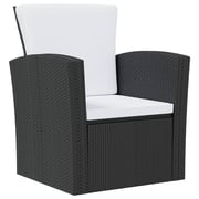 vidaXL 8 Piece Garden Lounge Set with Cushions Poly Rattan Black vidaXL 8 Piece Garden Lounge Set with Cushions Poly Rattan Black