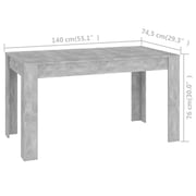 Vidaxl Dining Table Concrete Grey 140x74.5x76 Cm Engineered Wood Vidaxl Dining Table Concrete Grey 140x74.5x76 Cm Engineered Wood