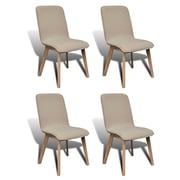 vidaXL Oak Indoor Fabric Dining Chair Set 4 pcs Beige vidaXL Oak Indoor Fabric Dining Chair Set 4 pcs Beige