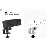Navodesk Desk Hub and Clamp Power Strip With USB Charging Ports, 2 Way Power Extension, 3 Pin Plug With 1.8m Cord (White)