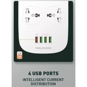Smart 2500w 10a Extension With 4 Power Sockets And 18w Usb Ports | Defender Series Power Strip With Qc Usb Port Fast Charging | 2m Power Cord Smart 2500w 10a Extension With 4 Power Sockets And 18w Usb Ports | Defender Series Power Strip With Qc Usb Port Fast Charging | 2m Power Cord