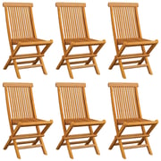 vidaXL Garden Chairs with Light Blue Cushions 6 pcs Solid Teak Wood vidaXL Garden Chairs with Light Blue Cushions 6 pcs Solid Teak Wood